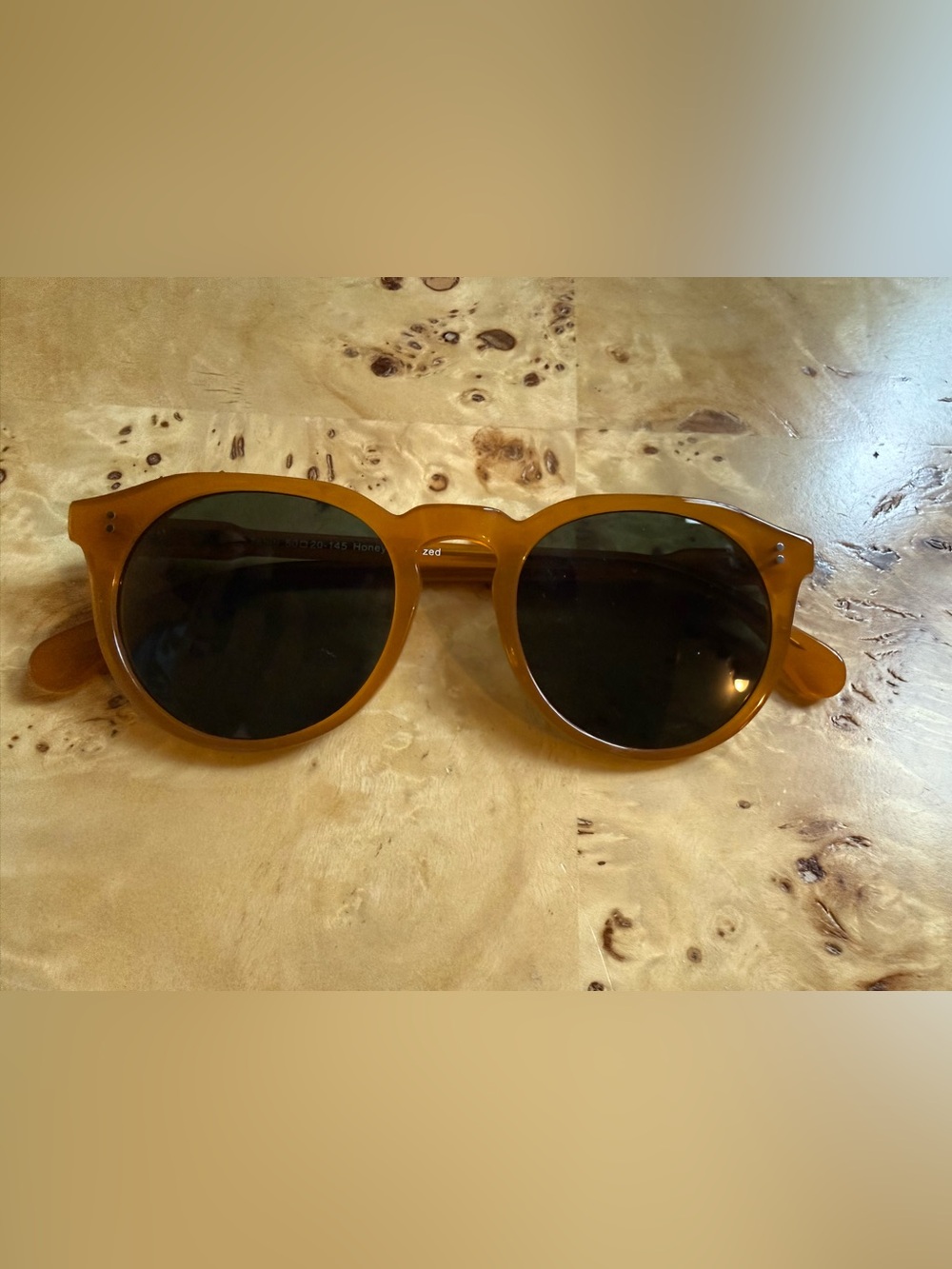 Honey Brown Round Men's Sunglasses - Unbranded
